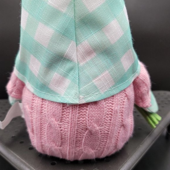 Easter Gnome Greeter Spring Plush Egg Bouquet Checked Plaid Decorative Accent - Picture 3 of 3